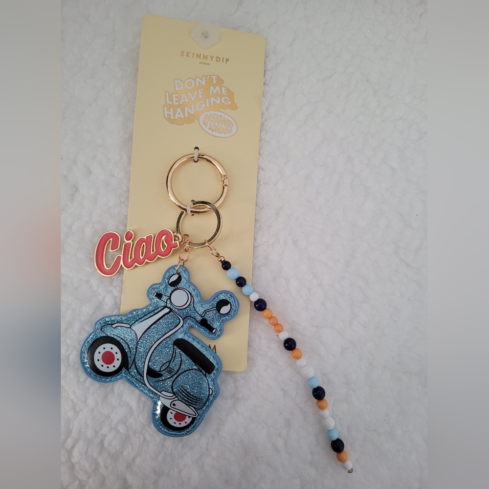 Skinnydip Blue Scooter Keychain with Beaded Charm